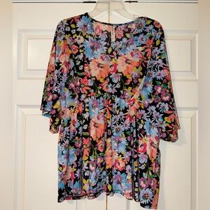 Dear Scarlett Black Floral Blouse